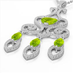 5.50 ctw Peridot & Micro Pave Diamond Heart Necklace 14k White Gold