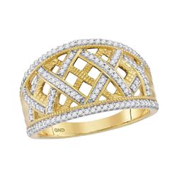 10kt Yellow Gold Womens Round Diamond Lattice Fashion Band Ring 1/3 Cttw