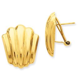 14k Solid Gold Polished Fancy Omega Back Post Earrings (22 mm)
