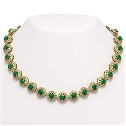 82.17 ctw Emerald & Diamond Victorian Necklace 14K Yellow Gold