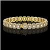 Image 2 : 11.52 ctw Emerald Cut Diamond Micro Pave Bracelet 18K Yellow Gold