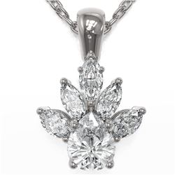 1.5 ctw Pear Cut Diamond Designer Necklace 18K White Gold