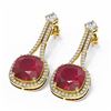 Image 3 : 12.28 ctw Ruby & Diamond Earrings 18K Yellow Gold
