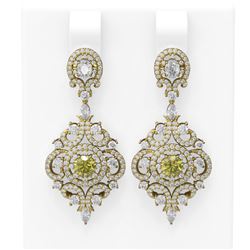 5.85 ctw Fancy Yellow Diamond Earrings 18K Yellow Gold