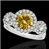 Image 1 : 1.75 ctw Certified SI/I Fancy Intense Yellow Diamond Ring 10k White Gold