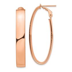14k Rose Gold Omega Back Oval Hoop Earrings - 7x20 mm