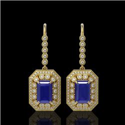 14.16 ctw Sapphire & Diamond Victorian Earrings 14K Yellow Gold
