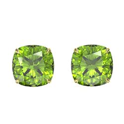 12 ctw Cushion Cut Peridot Designer Stud Earrings 18k Yellow Gold