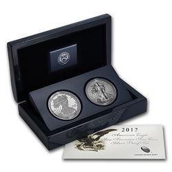 2012-S 2-Coin Silver American Eagle Set (75th Anniv)