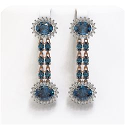 12.82 ctw London Topaz & Diamond Earrings 14K Rose Gold