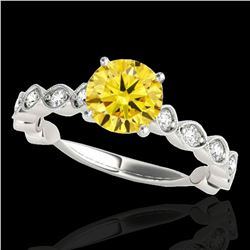 1.5 ctw Certified SI/I Fancy Intense Yellow Diamond Ring 10k White Gold