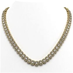 26.11 ctw Emerald Cut Diamond Micro Pave Necklace 18K Yellow Gold