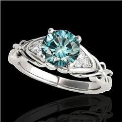 1.1 ctw SI Certified Fancy Blue Diamond Solitaire Ring 10k White Gold