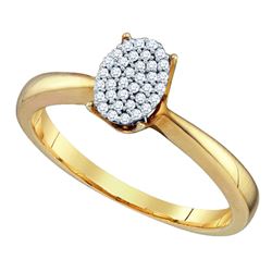 Yellow-tone Sterling Silver Womens Diamond Oval Cluster Bridal Wedding Engagement Ring 1/10 Cttw