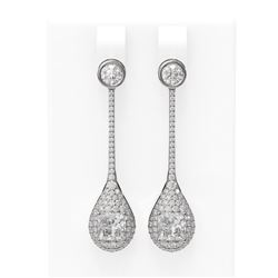 3.79 ctw Princess Diamond Earrings 18K White Gold