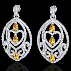 7 ctw Yellow Sapphire & Diamond Heart Earrings 18k White Gold