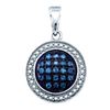 Image 1 : Sterling Silver Womens Round Blue Color Enhanced Diamond Circle Cluster Pendant 1/5 Cttw