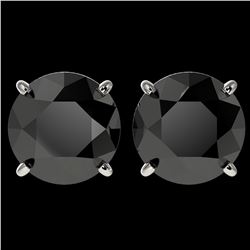 4.19 ctw Fancy Black Diamond Solitaire Stud Earrings 10k White Gold