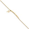 Image 1 : 14k Yellow Gold Polished Cross w/ .5in ext. Bracelet