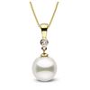 Image 1 : Japanese Akoya Pearl and Diamond Bezel Pendant