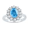Image 1 : Sterling Silver Womens Oval Lab-Created Blue Topaz Solitaire Ring 3-1/5 Cttw