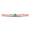 Image 2 : 10kt Rose Gold Womens Round Emerald Solitaire Milgrain Stackable Band Ring .01 Cttw
