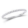 Image 1 : 14kt White Gold Womens Round Diamond Stackable Band Ring 1/6 Cttw