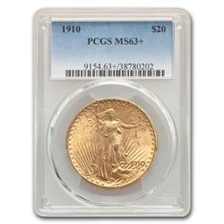 1910 $20 Saint-Gaudens Gold Double Eagle MS-63+ PCGS