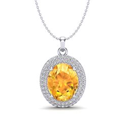 4 ctw Citrine & Micro Pave VS/SI Diamond Necklace 18k White Gold