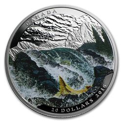 2016 Canada 1 oz Silver $20 Landscape Illusion: Salmon