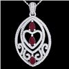 Image 1 : 3.50 ctw Ruby & Micro Pave Diamond Heart Necklace 18k White Gold