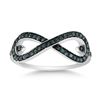 Image 1 : Sterling Silver Womens Round Blue Color Enhanced Diamond Infinity Ring 1/3 Cttw