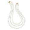 Image 2 : 14k Gold 8-9 mm Freshwater Cultured 3-Strand Pearl Necklace