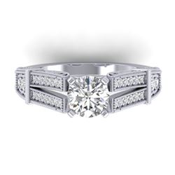 1.5 ctw Certified VS/SI Diamond Solitaire Art Deco Ring 14k White Gold
