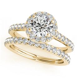 2.01 ctw Certified VS/SI Diamond 2pc Wedding Set Halo 14k Yellow Gold