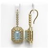 Image 2 : 11.32 ctw Aquamarine & Diamond Victorian Earrings 14K Yellow Gold