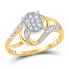 Image 1 : 10kt Two-tone Gold Womens Round Diamond Oval Cluster Split-shank Ring 1/10 Cttw