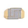 Image 2 : 10kt Yellow Gold Mens Round Diamond Geometric Cluster Ring 1/4 Cttw