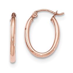 14k Rose Gold Oval Hoop Earrings