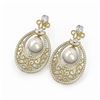 Image 1 : 6.5 ctw Mixed Cut Diamond with Pearl Earrings 18K Yellow Gold