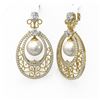 Image 3 : 6.5 ctw Mixed Cut Diamond with Pearl Earrings 18K Yellow Gold