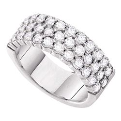 14kt White Gold Womens Round Diamond Pave Wedding Band 1-1/2 Cttw