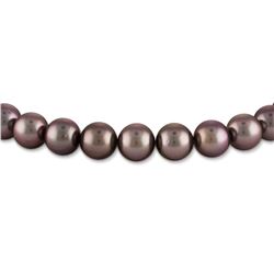 Dark Silver and Subtle Cherry True Round Tahitian Pearl Necklace, 18"es, 10.0-11.9mm, AAA Quality