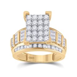 10kt Yellow Gold Womens Round Diamond Cluster Bridal Wedding Engagement Ring 1-1/2 Cttw