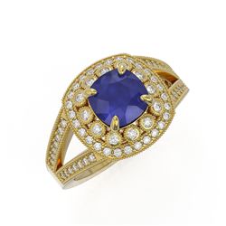 2.69 ctw Certified Sapphire & Diamond Victorian Ring 14K Yellow Gold