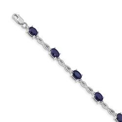 14K White Gold .27ct Diamond and Sapphire Bracelet - 7 in.