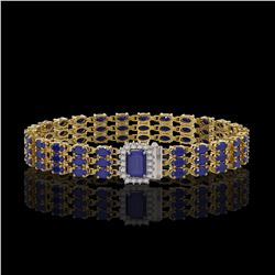 28.74 ctw Sapphire & Diamond Bracelet 14K Yellow Gold