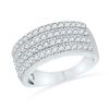Image 1 : 10kt White Gold Womens Round Diamond 4-Row Symmetrical Band Ring 1.00 Cttw