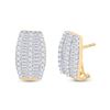 Image 1 : 14kt Yellow Gold Womens Round Diamond French-Clip Hoop Earrings 1.00 Cttw