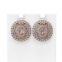 11.6 ctw Morganite & Diamond Earrings 18K Rose Gold